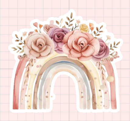Arcoíris con flores • lámina pequeña