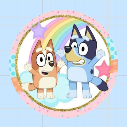 Bluey borde rosa • lámina mediana