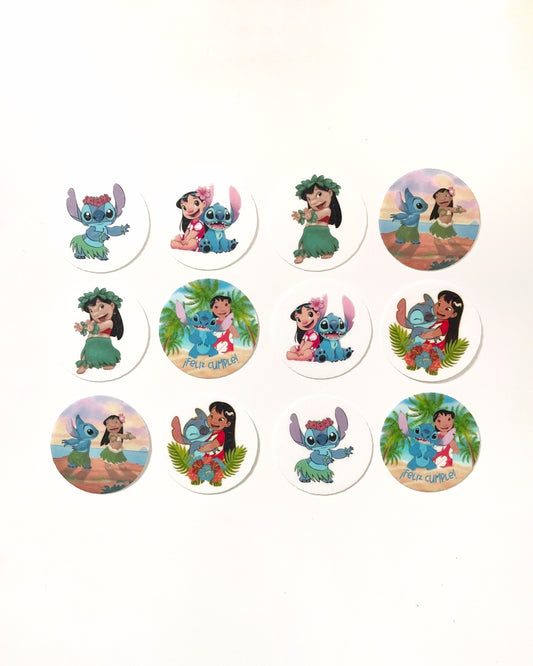 Lilo & Stitch Cumple • 12 toppers